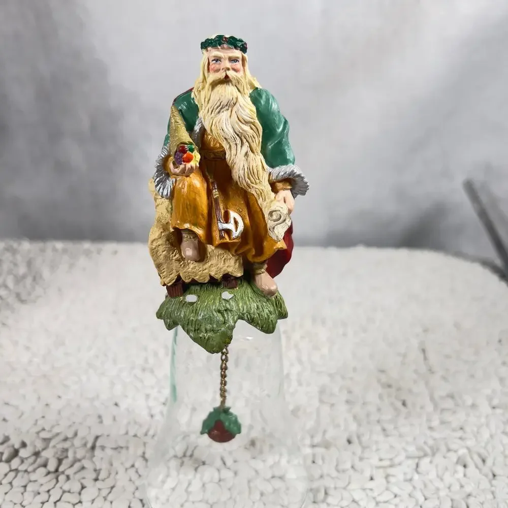 Novelino Christmas Through The Ages Glass Bell Resin Topper 1992 Viking Santa